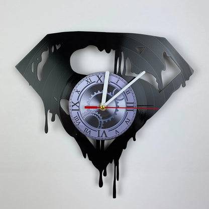 Personalized superhero man of steel vinyl record wall clock