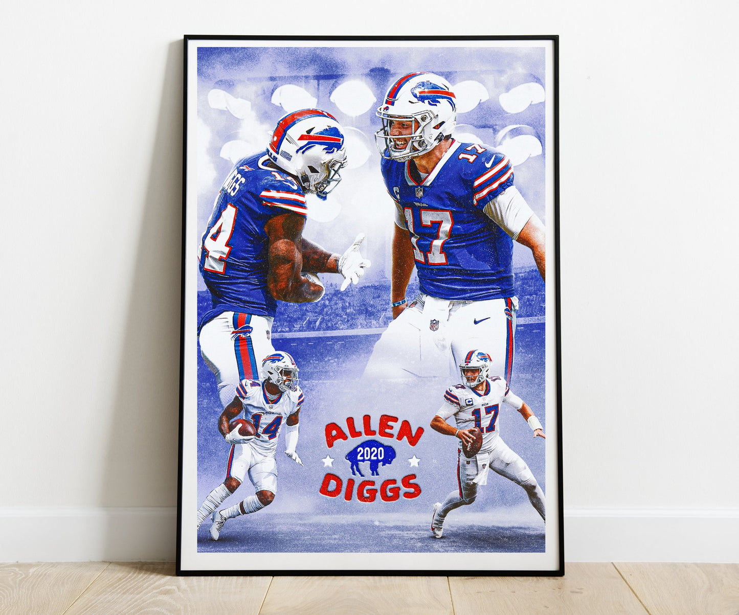 Stefon Diggs and Josh Allen Wall Poster M (46*61 cm) – Football Decor – High-Quality Athlete Art – Perfect Gift for Fans & Collectors