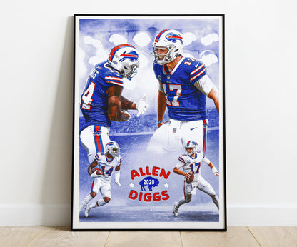 Stefon Diggs and Josh Allen Wall Poster M (46*61 cm) – Football Decor – High-Quality Athlete Art – Perfect Gift for Fans & Collectors