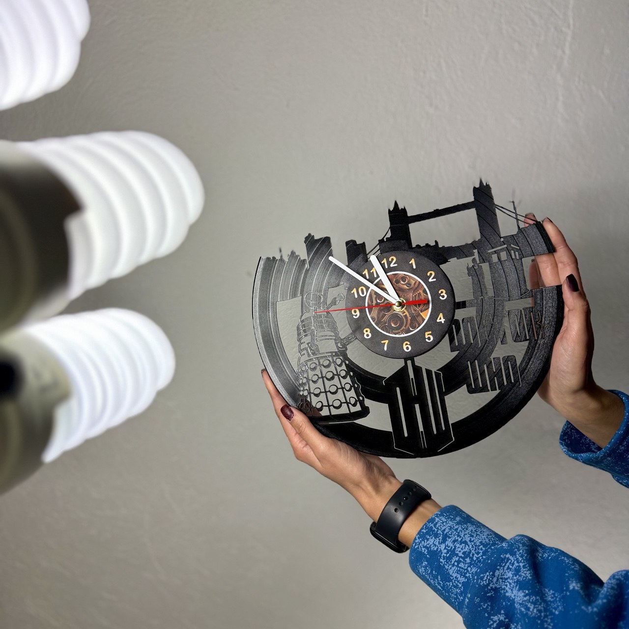 Doctor Who Vinyl Record Wall Clock – Unique TARDIS & Time Lord Decor – Handcrafted 12" Vinyl Clock – Perfect Gift for Whovians