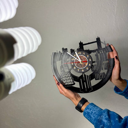 Doctor Who Vinyl Record Wall Clock – Unique TARDIS & Time Lord Decor – Handcrafted 12" Vinyl Clock – Perfect Gift for Whovians