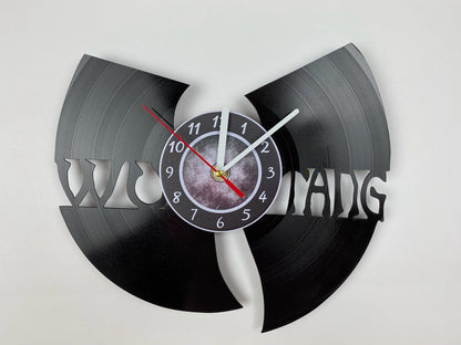 WuTang Vinyl Record Wall Clock – Handmade 12" Muddy Music Decor – Unique Urban Art Gift for Fans & Collectors