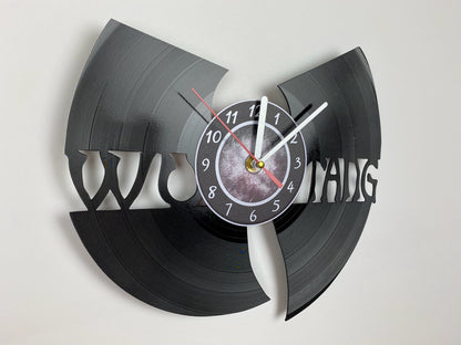 WuTang Vinyl Record Wall Clock – Handmade 12" Muddy Music Decor – Unique Urban Art Gift for Fans & Collectors