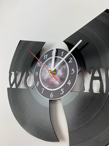 WuTang Vinyl Record Wall Clock – Handmade 12" Muddy Music Decor – Unique Urban Art Gift for Fans & Collectors