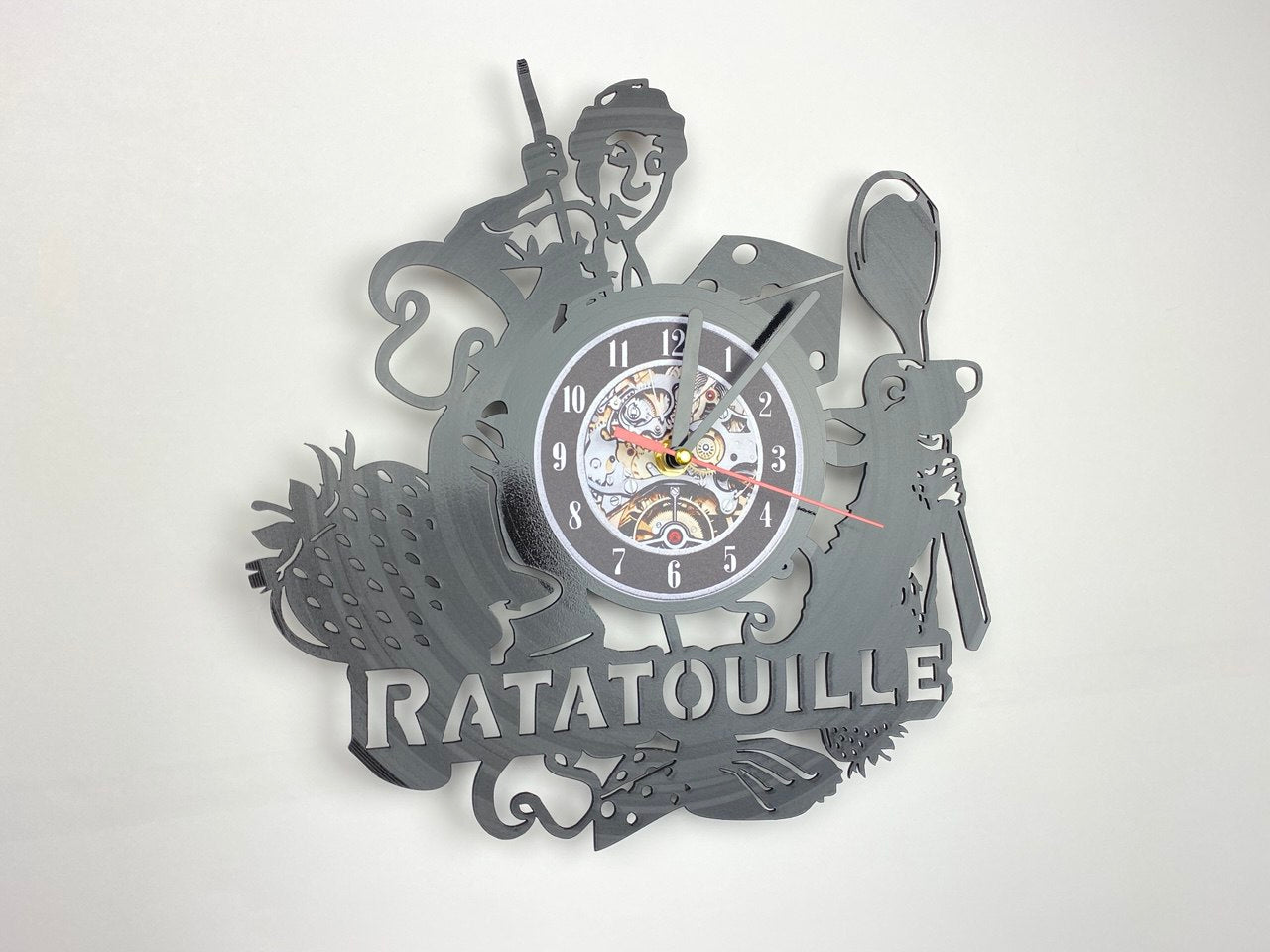 Ratatouille Cartoon Vinyl Record Clock – 12" Food & Kitchen Decor – Handcrafted Inspired Wall Clock – Perfect Gift for Animaniacs & Foodie Fans