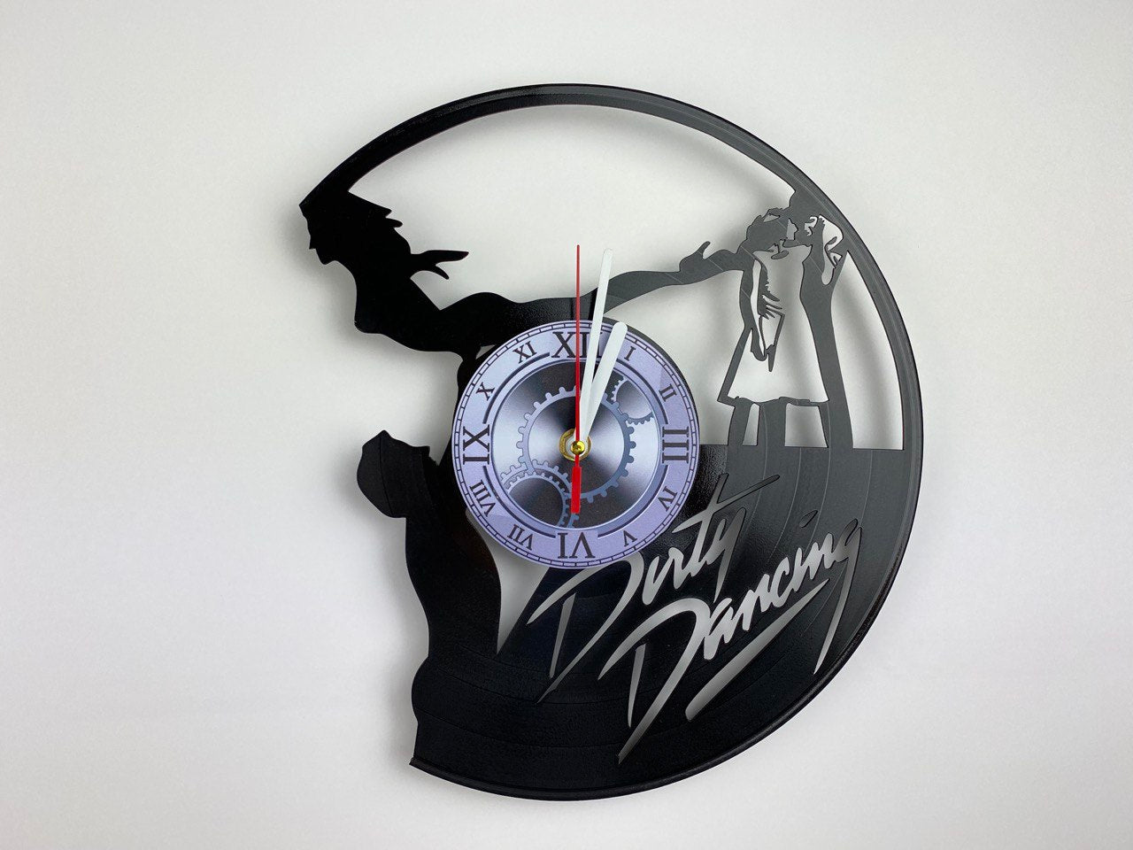 Dirty Dancing Movie Vinyl Record Clock – 12" Romantic & 80s Decor – Handcrafted Retro Wall Art – Unique Gift for Movie & Dance Fans