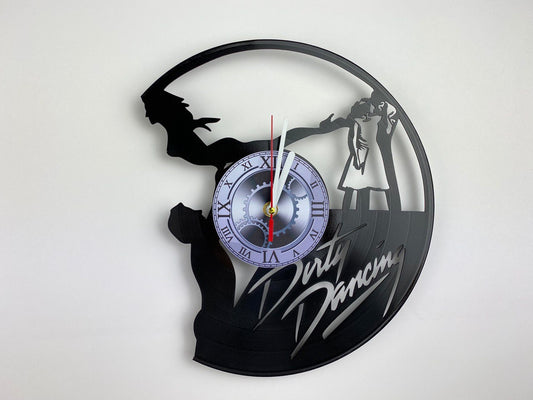 Dirty Dancing Movie Vinyl Record Clock – 12" Romantic & 80s Decor – Handcrafted Retro Wall Art – Unique Gift for Movie & Dance Fans