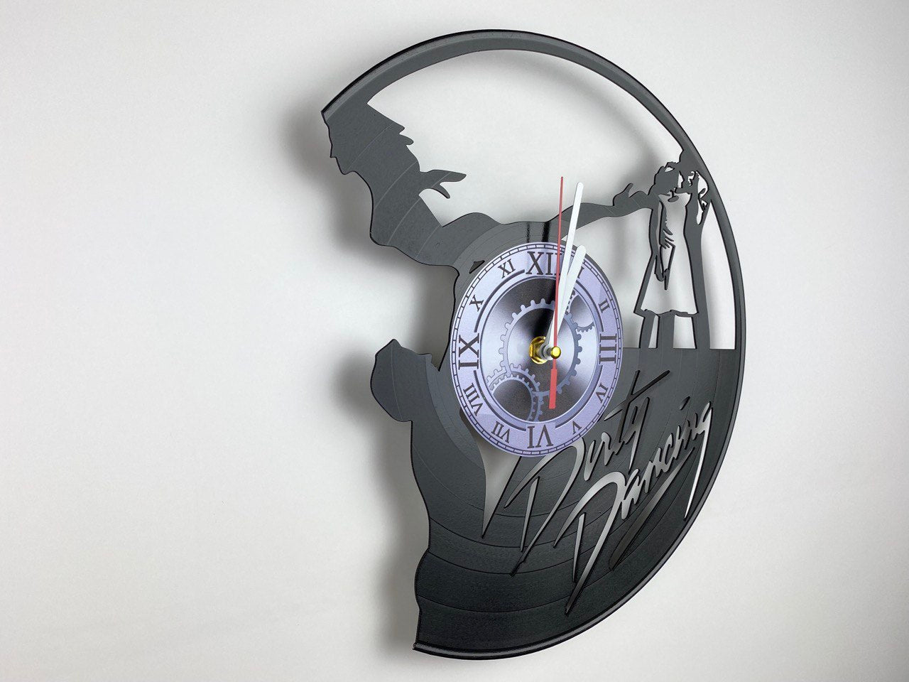 Dirty Dancing Movie Vinyl Record Clock – 12" Romantic & 80s Decor – Handcrafted Retro Wall Art – Unique Gift for Movie & Dance Fans