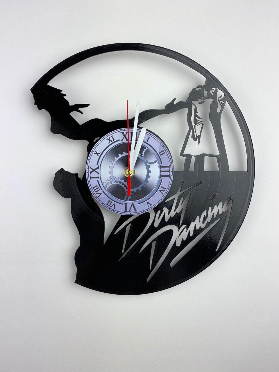 Dirty Dancing Movie Vinyl Record Clock – 12" Romantic & 80s Decor – Handcrafted Retro Wall Art – Unique Gift for Movie & Dance Fans