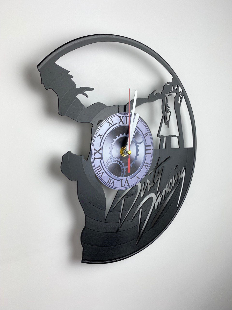 Dirty Dancing Movie Vinyl Record Clock – 12" Romantic & 80s Decor – Handcrafted Retro Wall Art – Unique Gift for Movie & Dance Fans