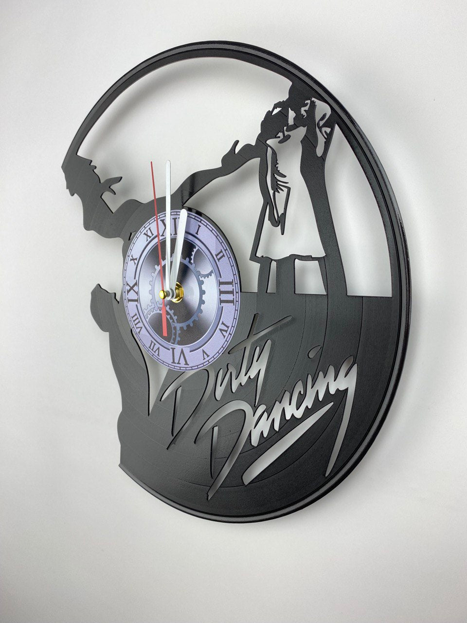 Dirty Dancing Movie Vinyl Record Clock – 12" Romantic & 80s Decor – Handcrafted Retro Wall Art – Unique Gift for Movie & Dance Fans