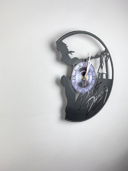 Dirty Dancing Movie Vinyl Record Clock – 12" Romantic & 80s Decor – Handcrafted Retro Wall Art – Unique Gift for Movie & Dance Fans