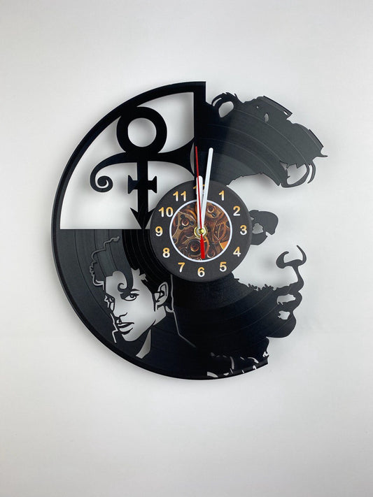 Iconic Musician Vinyl Record Clock – 12" Retro Style Wall Red Decor – Handcrafted Music Art – Unique Gift for Music Enthusiasts & Collectors