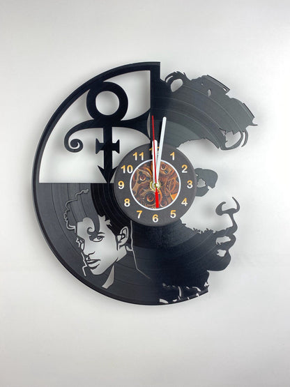 Iconic Musician Vinyl Record Clock – 12" Retro Style Wall Red Decor – Handcrafted Music Art – Unique Gift for Music Enthusiasts & Collectors
