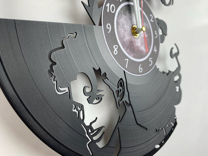 Iconic Musician Vinyl Record Clock – 12" Retro Style Wall Muddy Decor – Handcrafted Music Art – Unique Gift for Music Enthusiasts & Collectors