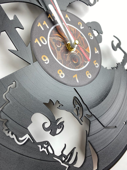 Iconic Musician Vinyl Record Clock – 12" Retro Style Wall Red Decor – Handcrafted Music Art – Unique Gift for Music Enthusiasts & Collectors