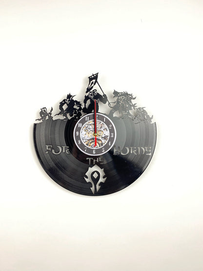 Epic Fantasy Trolls Vinyl Record Wall Clock – 12" Medieval & RPG Decor – Handcrafted Retro Style Art – Unique Gift for Warcraft & Gaming Enthusiasts