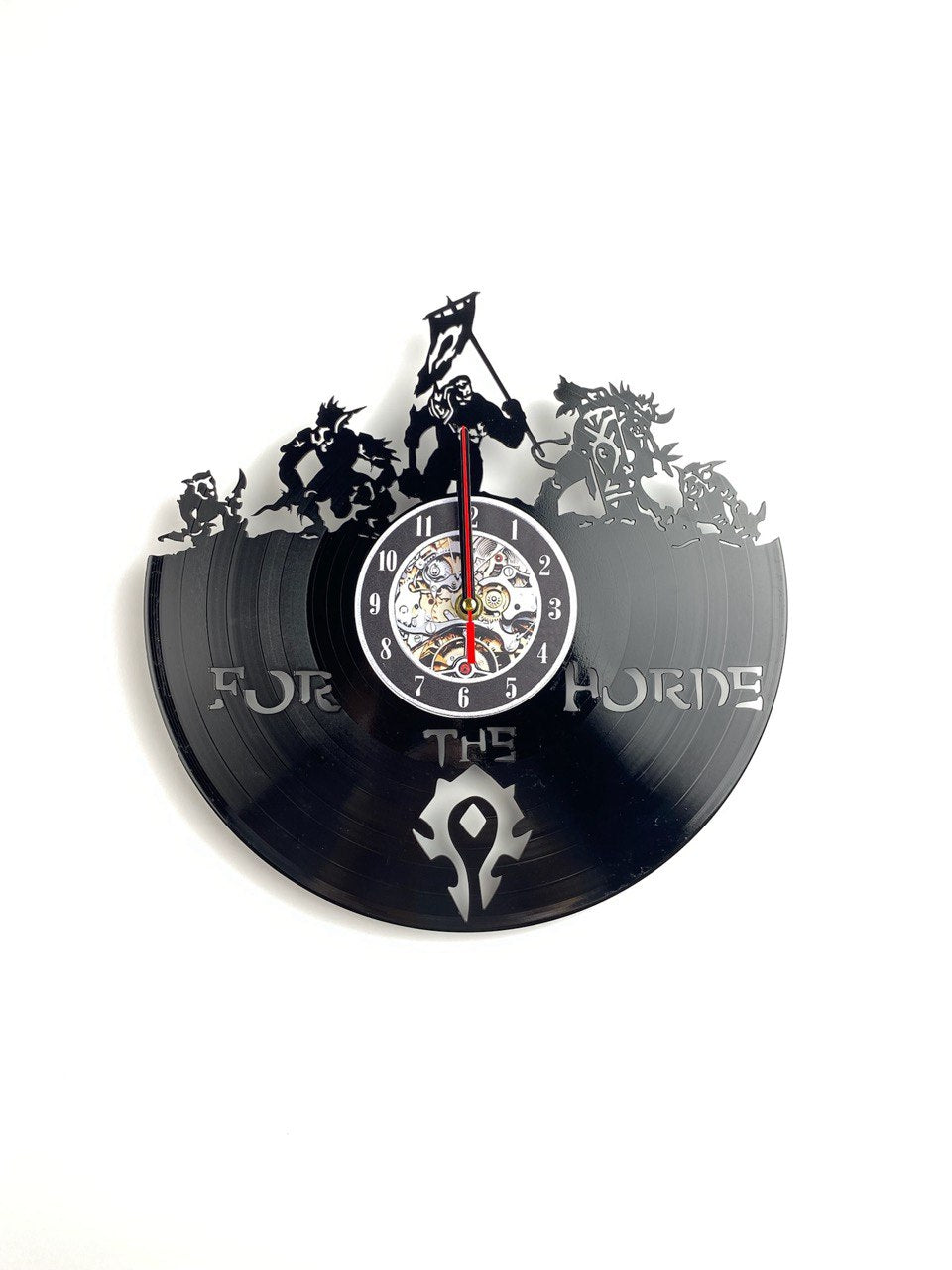Epic Fantasy Trolls Vinyl Record Wall Clock – 12" Medieval & RPG Decor – Handcrafted Retro Style Art – Unique Gift for Warcraft & Gaming Enthusiasts