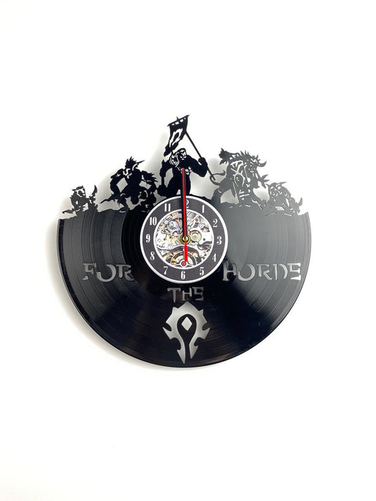 Epic Fantasy Trolls Vinyl Record Wall Clock – 12" Medieval & RPG Decor – Handcrafted Retro Style Art – Unique Gift for Warcraft & Gaming Enthusiasts