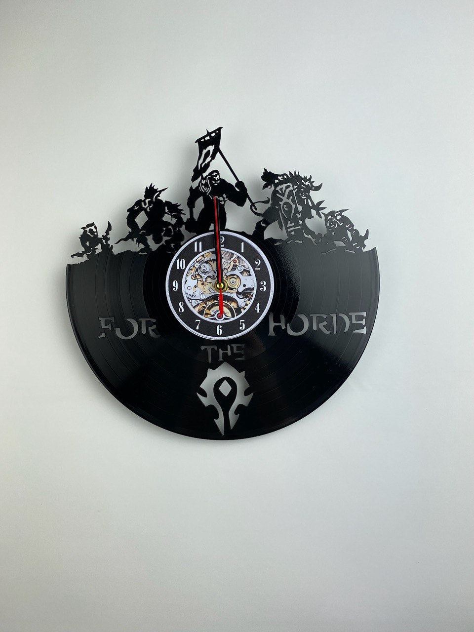 Epic Fantasy Trolls Vinyl Record Wall Clock – 12" Medieval & RPG Decor – Handcrafted Retro Style Art – Unique Gift for Warcraft & Gaming Enthusiasts