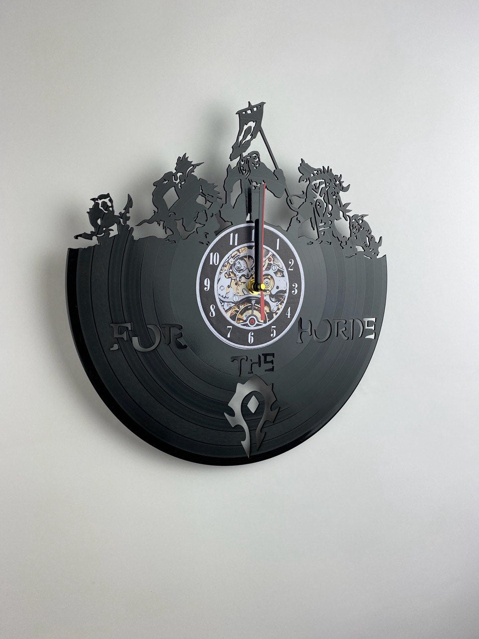 Epic Fantasy Trolls Vinyl Record Wall Clock – 12" Medieval & RPG Decor – Handcrafted Retro Style Art – Unique Gift for Warcraft & Gaming Enthusiasts
