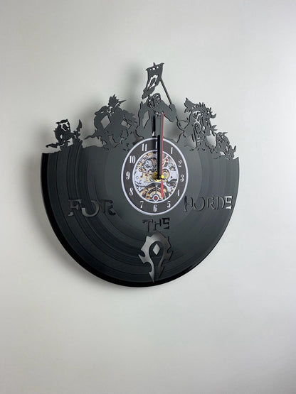 Epic Fantasy Trolls Vinyl Record Wall Clock – 12" Medieval & RPG Decor – Handcrafted Retro Style Art – Unique Gift for Warcraft & Gaming Enthusiasts