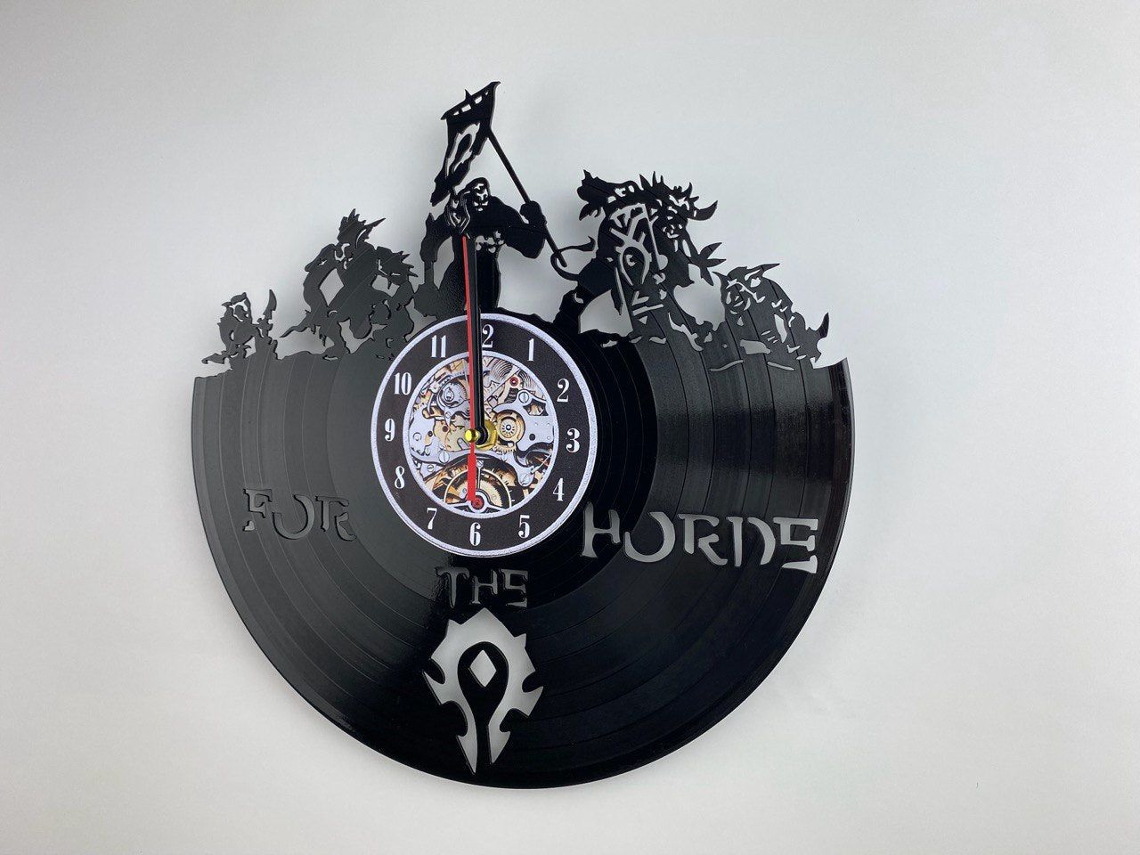 Epic Fantasy Trolls Vinyl Record Wall Clock – 12" Medieval & RPG Decor – Handcrafted Retro Style Art – Unique Gift for Warcraft & Gaming Enthusiasts