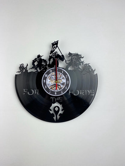 Epic Fantasy Trolls Vinyl Record Wall Clock – 12" Medieval & RPG Decor – Handcrafted Retro Style Art – Unique Gift for Warcraft & Gaming Enthusiasts