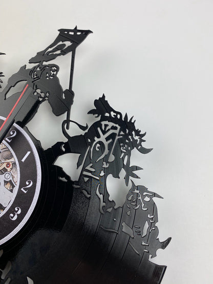 Epic Fantasy Trolls Vinyl Record Wall Clock – 12" Medieval & RPG Decor – Handcrafted Retro Style Art – Unique Gift for Warcraft & Gaming Enthusiasts