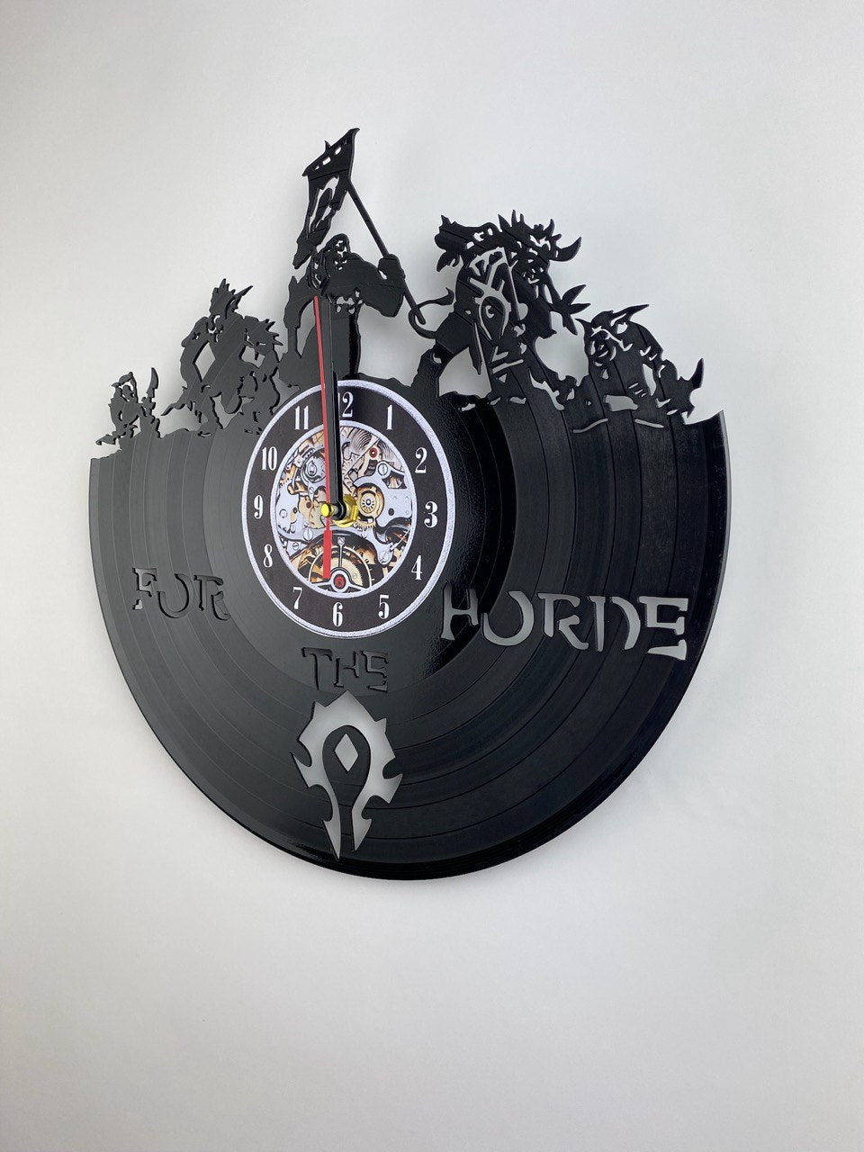 Epic Fantasy Trolls Vinyl Record Wall Clock – 12" Medieval & RPG Decor – Handcrafted Retro Style Art – Unique Gift for Warcraft & Gaming Enthusiasts