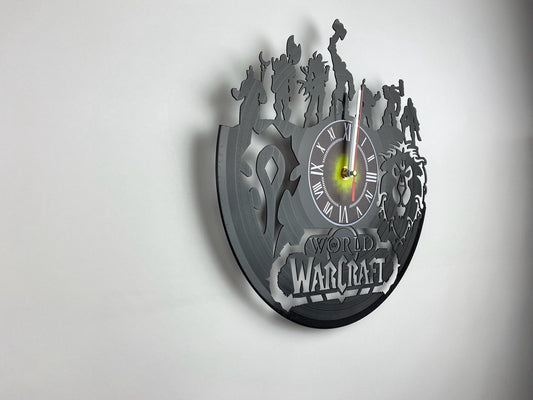 Epic Fantasy Vinyl Record Wall Clock – 12" Medieval & RPG Green Decor – Handcrafted Retro Style Art – Unique Gift for Warcraft & Gaming Enthusiasts
