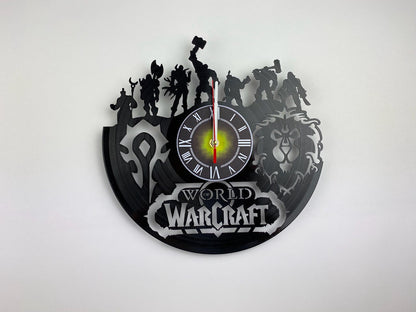 Epic Fantasy Vinyl Record Wall Clock – 12" Medieval & RPG Green Decor – Handcrafted Retro Style Art – Unique Gift for Warcraft & Gaming Enthusiasts