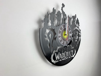 Epic Fantasy Vinyl Record Wall Clock – 12" Medieval & RPG Green Decor – Handcrafted Retro Style Art – Unique Gift for Warcraft & Gaming Enthusiasts