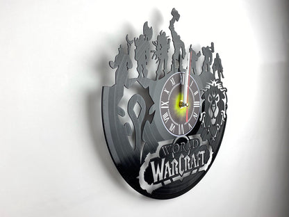 Epic Fantasy Vinyl Record Wall Clock – 12" Medieval & RPG Green Decor – Handcrafted Retro Style Art – Unique Gift for Warcraft & Gaming Enthusiasts
