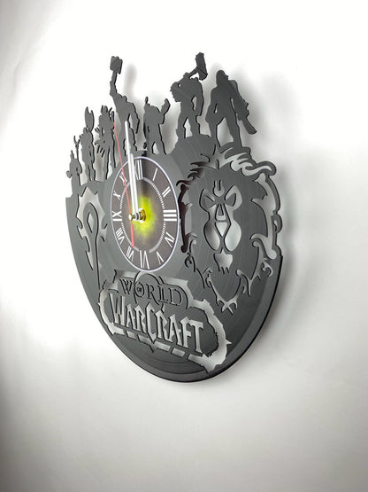 Epic Fantasy Vinyl Record Wall Clock – 12" Medieval & RPG Green Decor – Handcrafted Retro Style Art – Unique Gift for Warcraft & Gaming Enthusiasts