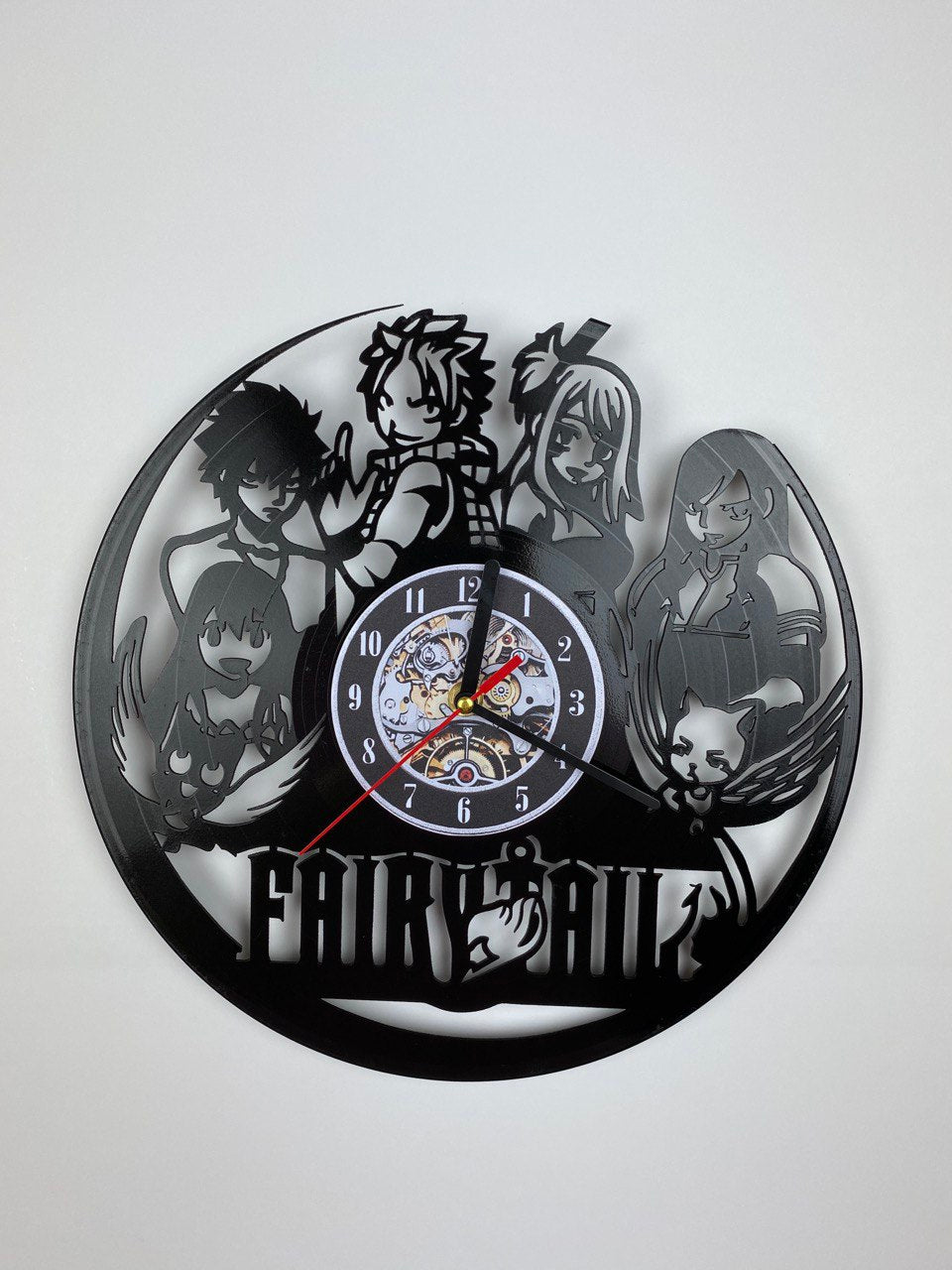Fairy Tail Vinyl Record Wall Clock – 12" Fantasy & Magic Decor – Handcrafted Retro Style Wall Art – Unique Gift for Fairy Tail Fans & Collectors