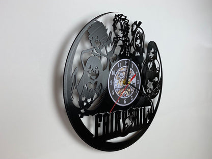 Fairy Tail Vinyl Record Wall Clock – 12" Fantasy & Magic Decor – Handcrafted Retro Style Wall Art – Unique Gift for Fairy Tail Fans & Collectors