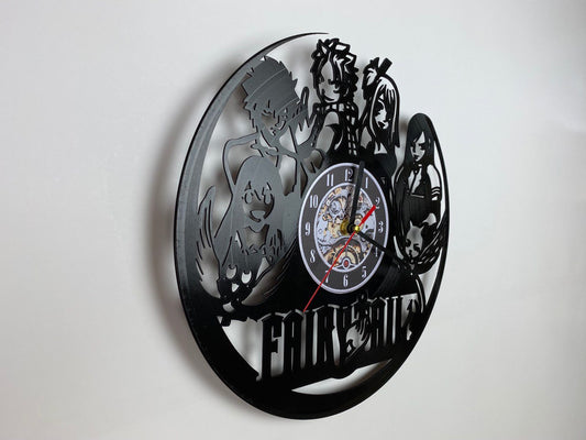 Fairy Tail Vinyl Record Wall Clock – 12" Fantasy & Magic Decor – Handcrafted Retro Style Wall Art – Unique Gift for Fairy Tail Fans & Collectors