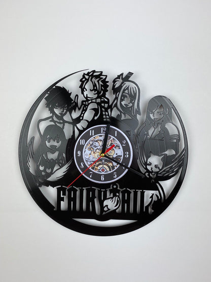 Fairy Tail Vinyl Record Wall Clock – 12" Fantasy & Magic Decor – Handcrafted Retro Style Wall Art – Unique Gift for Fairy Tail Fans & Collectors