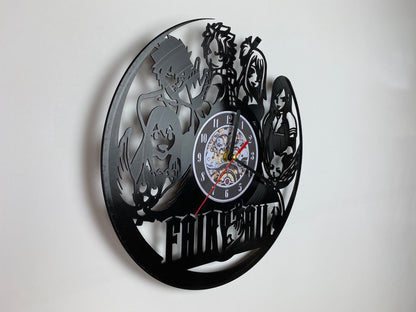 Fairy Tail Vinyl Record Wall Clock – 12" Fantasy & Magic Decor – Handcrafted Retro Style Wall Art – Unique Gift for Fairy Tail Fans & Collectors
