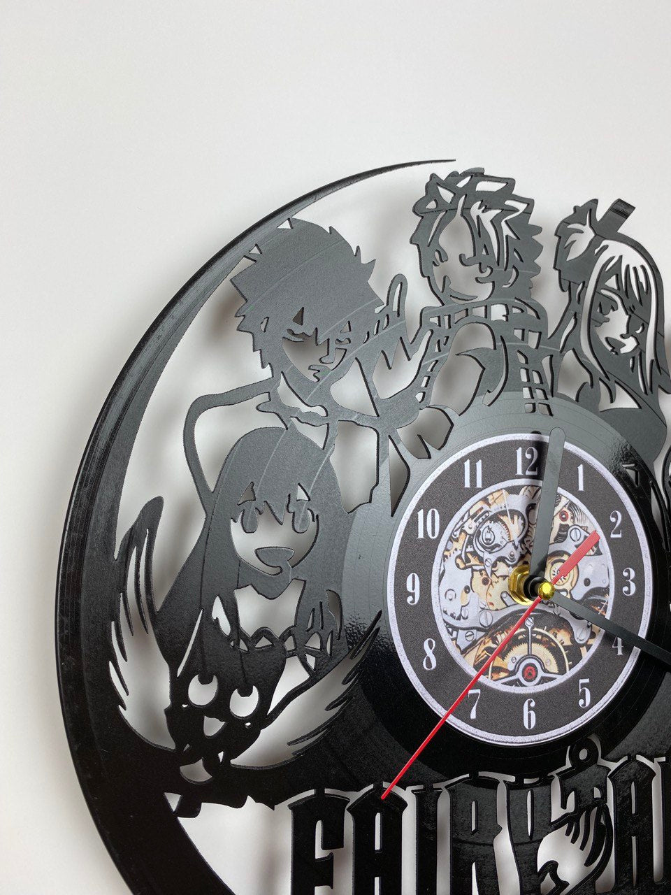 Fairy Tail Vinyl Record Wall Clock – 12" Fantasy & Magic Decor – Handcrafted Retro Style Wall Art – Unique Gift for Fairy Tail Fans & Collectors