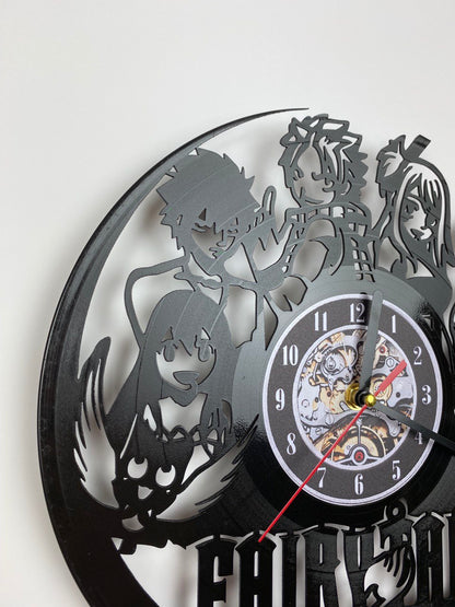 Fairy Tail Vinyl Record Wall Clock – 12" Fantasy & Magic Decor – Handcrafted Retro Style Wall Art – Unique Gift for Fairy Tail Fans & Collectors