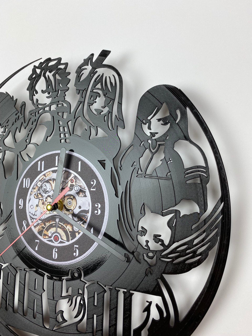 Fairy Tail Vinyl Record Wall Clock – 12" Fantasy & Magic Decor – Handcrafted Retro Style Wall Art – Unique Gift for Fairy Tail Fans & Collectors