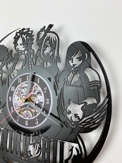 Fairy Tail Vinyl Record Wall Clock – 12" Fantasy & Magic Decor – Handcrafted Retro Style Wall Art – Unique Gift for Fairy Tail Fans & Collectors