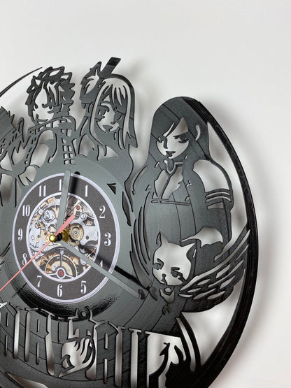 Fairy Tail Vinyl Record Wall Clock – 12" Fantasy & Magic Decor – Handcrafted Retro Style Wall Art – Unique Gift for Fairy Tail Fans & Collectors