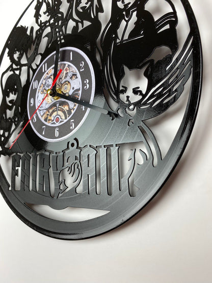 Fairy Tail Vinyl Record Wall Clock – 12" Fantasy & Magic Decor – Handcrafted Retro Style Wall Art – Unique Gift for Fairy Tail Fans & Collectors