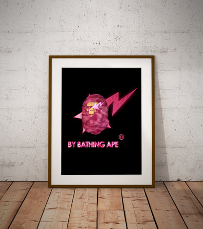 BAPE Neon Poster S (28*43cm) – Streetwear & Urban Decor – High-Quality Art Print – Unique Gift for Fashion & Art Enthusiasts