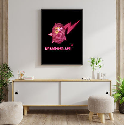 BAPE Neon Poster M (46*61 cm) – Streetwear & Urban Decor – High-Quality Art Print – Unique Gift for Fashion & Art Enthusiasts