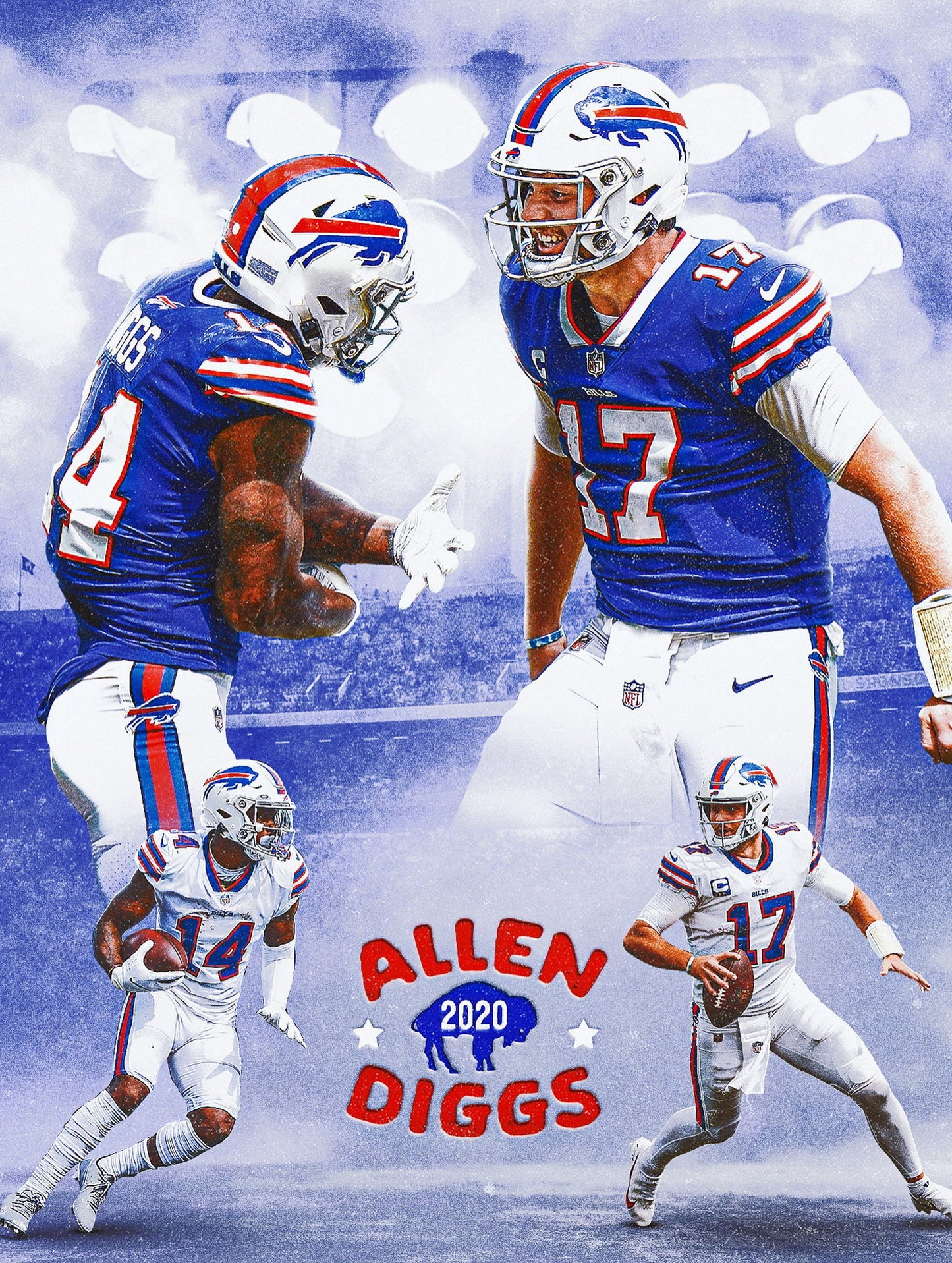 Stefon Diggs and Josh Allen Wall Poster M (46*61 cm) – Football Decor – High-Quality Athlete Art – Perfect Gift for Fans & Collectors