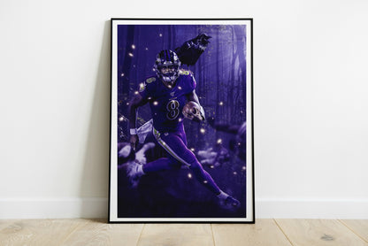 Lamar Jackson Wall Poster XL (61*91 cm) – Football Decor – High-Quality Player Art – Perfect Gift for Football Fans & Collectors